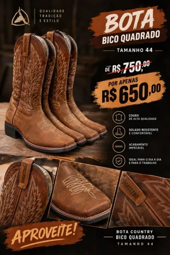 BOTA COUNTRY FORASTERO - BICO QUADRADO | TAMANHO 44