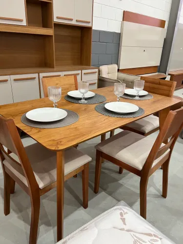 Mesa Laminada 1.35 com 4 Cadeiras de Madeira NOVO PRONTA ENTREGA 