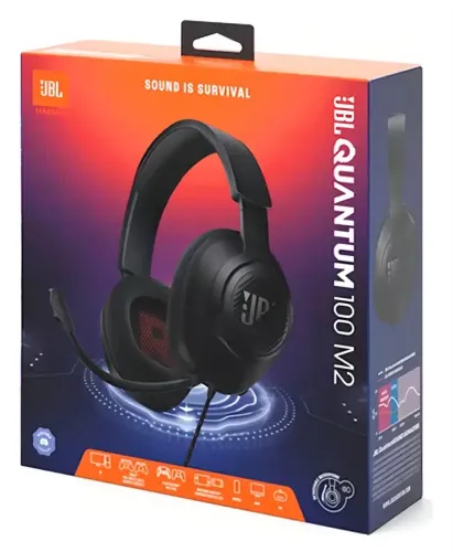 Headset Gamer JBL Quantum 100M2 Original - Som Imersivo e Microfone Removível