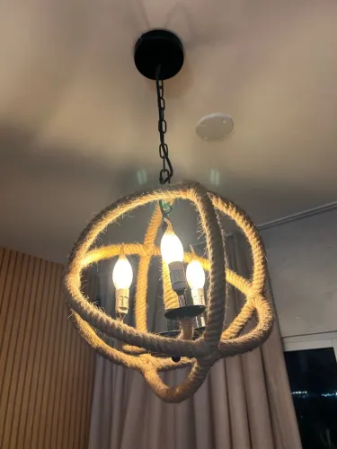 Lustre Pendente Rústico Náutico em Corda (Globo) + Brinde Lâmpadas