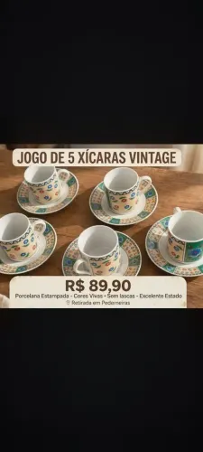 Jogo com 5 xícaras vintage