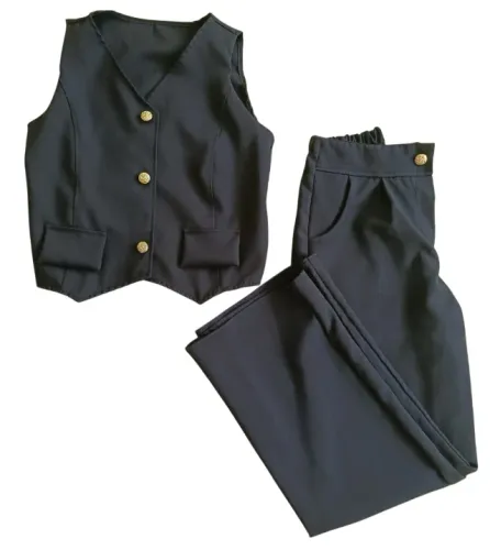 Conjunto infantil colete e calça preto 14