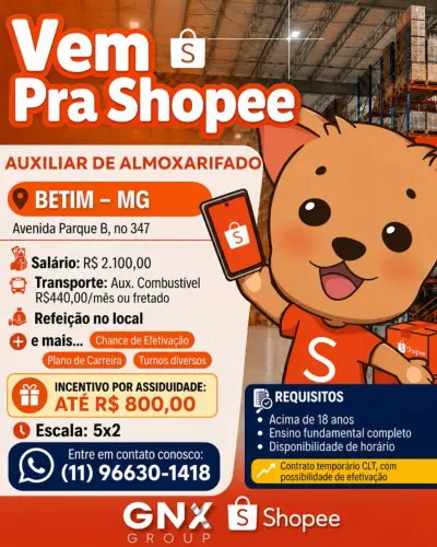 Auxiliar de Almoxarifado - Shopee - Betim/MG