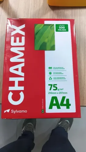 Papel chamex a4 com 500 folhas R$ 25 cada 5 R$ 100