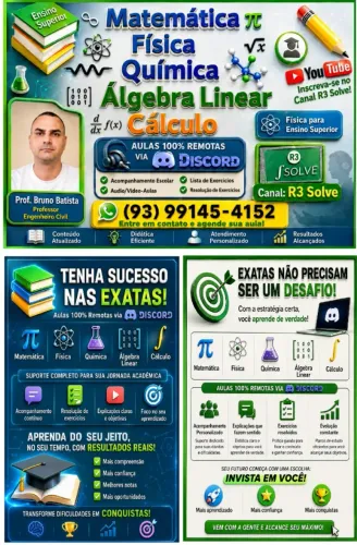 Professor de Exatas [Matemática, Física, Química, Álgebra e Cálculo]