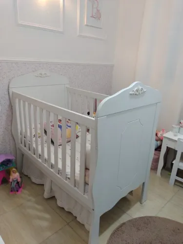 Berço Americano Realeza Canaã Branco Acetinado + Colchão