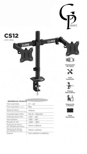 SUPORTE PARA DOIS MONITORES - CLANM PROMOÇÃO