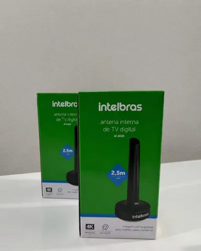 Antena de TV Interna Intelbras UHF HDTV AI 2025 Preta Cabo 2,5M