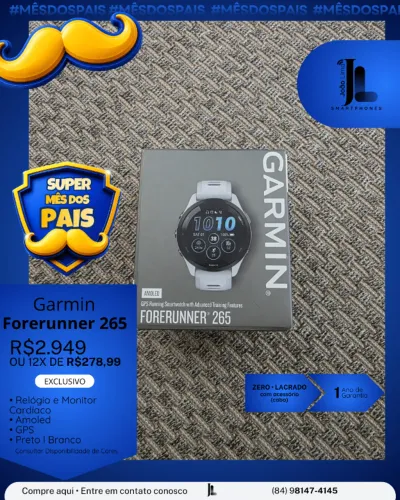 GARMIN FORERUNNER 265, PRETO OU BRANCO, LACRADO, EXCLUSIVO!