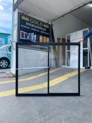 SUPER OFERTA - JANELA DE ALUMÍNIO PRETO 1.00X1.20 2 FOLHAS