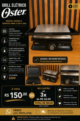 ? Grill Elétrico Oster 220V - Excelente Estado Grill elétrico Oster 220V,