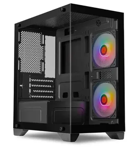 Gabinete Gamer TGT Gladiator, Rainbow, Mid-Tower, Lateral de Vidro, Com 2 Fans, Preto.