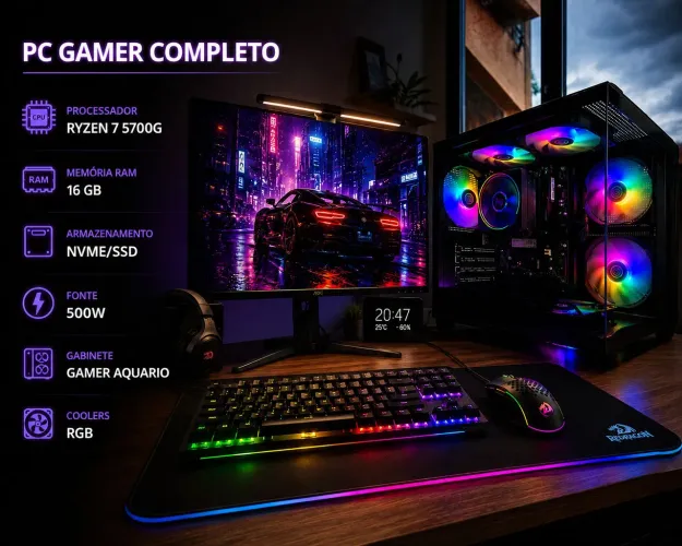 Pc gamer ryzen 7 completo