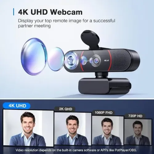 Webcam EMEET C960 4K - IA, Microfone Duplo, USB-C, Plug and Play