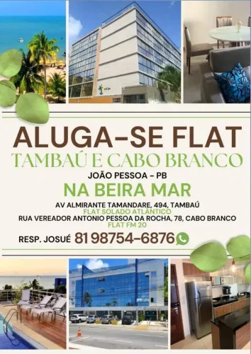 Flat 2 quartos beira mar de Tambaú