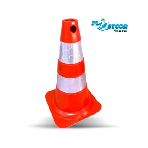 Cone Flexível Laranja 50CM - PLT2- Refletivo - Plastcor