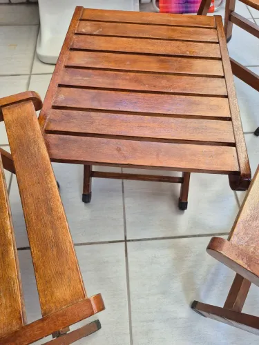 Conjunto 3 cadeiras e mesinha dobráveis TRAMONTINA