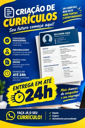 PROMOÇÃO ! CURRÍCULO PROFISSIONAL POR APENAS R$ 20,00!