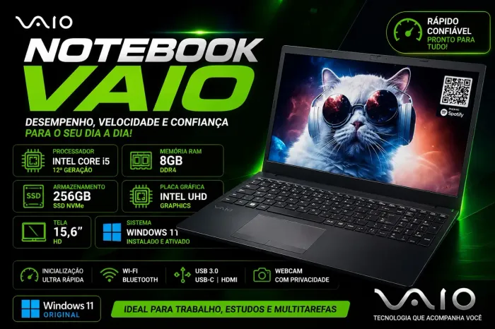 ? Notebook VAIO Intel Core i5 12ª Geração - Super Rápido