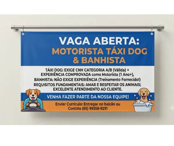 emprego para MOTORISTA/BANHISTA PET SHOP EM CUIABÁ