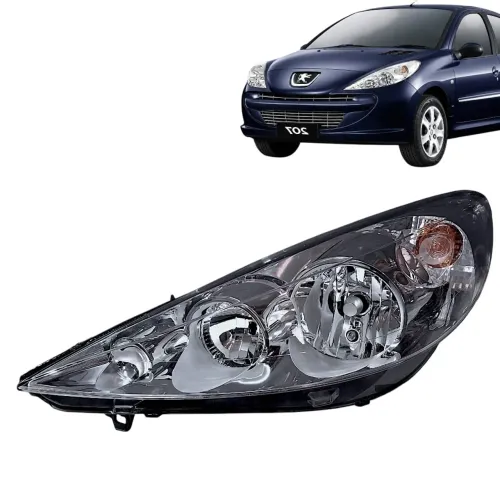 Farol Peugeot 207 Esquerdo 2009 2010 2011 2012 2013 Cromado