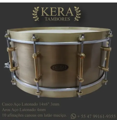 Caixa KERA Tambores 14x6,5" - Aço Latonado