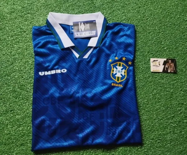 Camisa Retrô Brasil Seleção Brasileira 1993/94 Azul - Away Copa Pronta Entrega