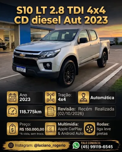 Chevrolet S10 Pick-up LT 2.8 TDI 4X4 CD Diesel AUT 2023