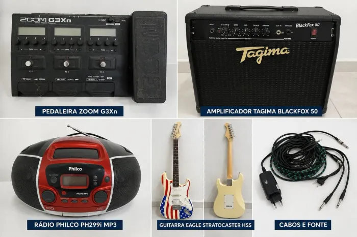 KIT COMPLETO PARA GUITARRA - EAGLE + ZOOM G3XN + TAGIMA BLACKFOX 50 + ACESSÓRIOS