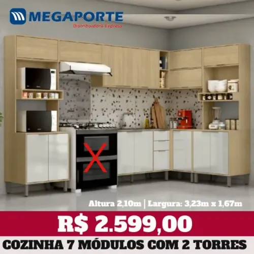Armário de Cozinha de Canto 7 Módulos Balcão 1,20m (NOVO) Entrega Grátis! 
