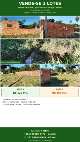 Vende-se 2 lotes (Sorocaba/Iperó)