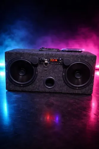 Caixa de Som com Placa Bluetooth,  Entrada Aux.e Microfone 