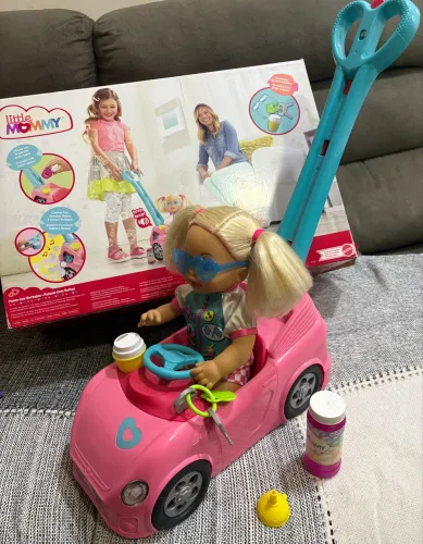 Boneca Little Mommy Mattel com Carrinho Rosa - Completa