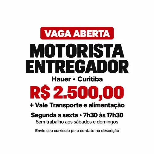 Vaga Motorista Entregador