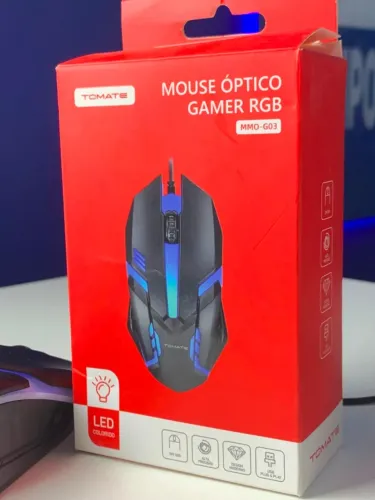 Mouse Gamer com Fio Tomate MMO-G03 LED RGB, Sensor Óptico, USB Plug and Play (Novo)