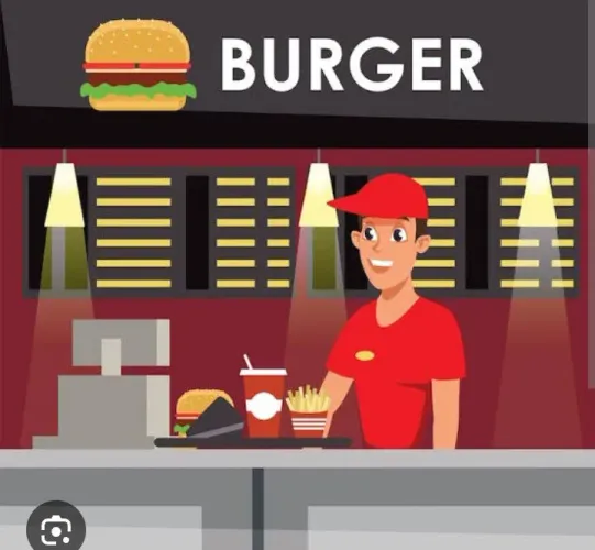 Ajudante de produção de hambúrguer