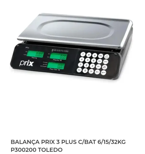 Balança PRIX3 PLUS C/ BAT 6/15/32KG P300200 TOLEDO