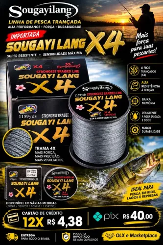 Linha de Pesca trançada Sougayilang X4 39LB 100mts