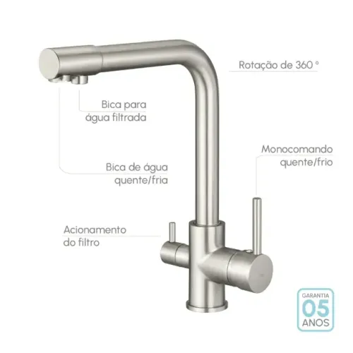 Torneira Cozinha Monocomando com Filtro