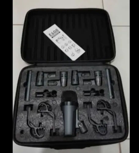 Kit 07 microfones profissionais Bateria E608. Case e suportes. NOVO NUNCA USADO