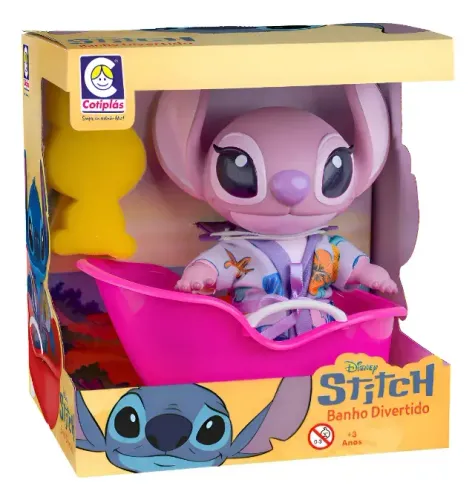Brinquedo Stitch Angel Banho Divertido Disney Rosa