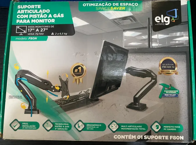 SUPORTE PARA MONITOR, ELG F80N. NOVO NA CAIXA E NUNCA USADO