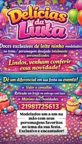Doces de leite ninho no personagem ou tema desejado.Experiência em modelagem. Deliciosos!