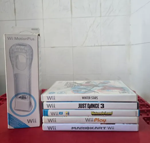 Motion Plus original na caixa + 5 jogos originais