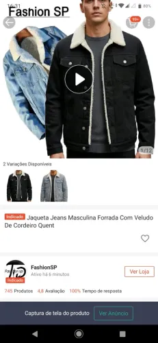 Jaqueta Jeans Masculina Forrada Com Veludo De Cordeiro Quent