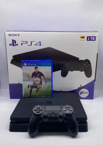 Play Station 4 Slim 1TB Usado Com Caixa + Fifa 15 Usado