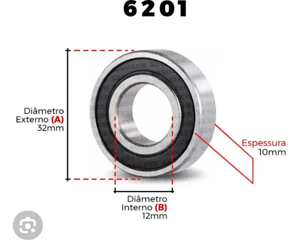 100 Rolamentos 6201 2RS C3 marca PPK novos