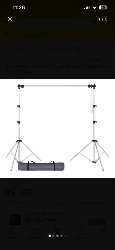 Suporte para fundo fotográfico com encaixe para tubo e bolsa