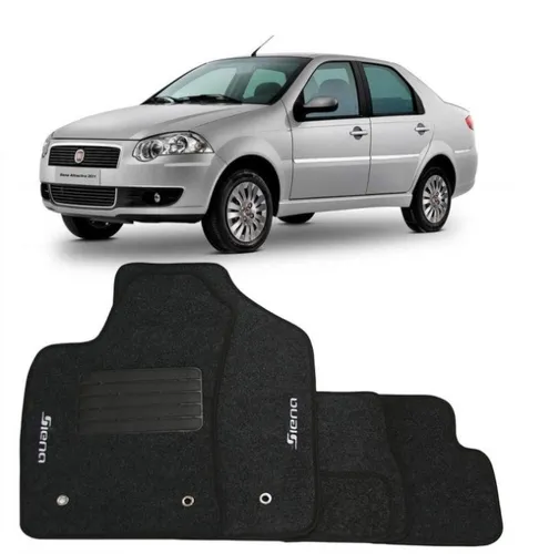 Jogo Tapete wave Fiat siena el Preto Personalizado Com Logo Bordado 4pcs
