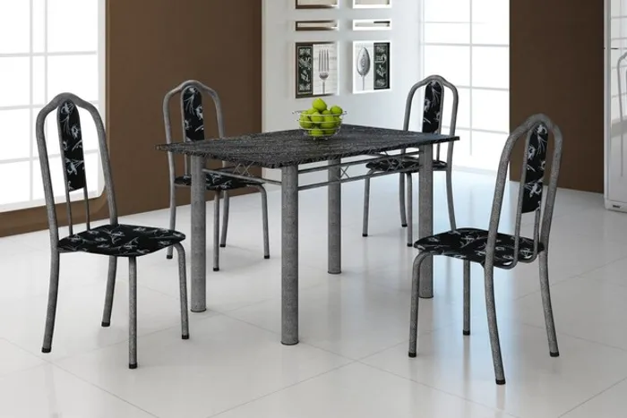 Cozinha mesa com 4 cadeiras retangular 